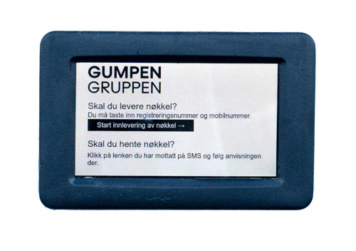 Bildet viser hvordan åpningsmeldingen ser ut på våre selvbetjeningsbokser.